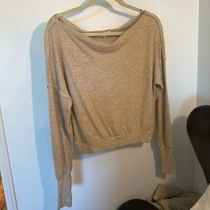 Beige Treasure & Bond Off the Shoulder Sweater